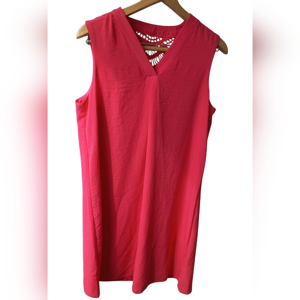 C&A Canda Women's Sleeveless Pink Dress with Lace Detail Size 40 EU